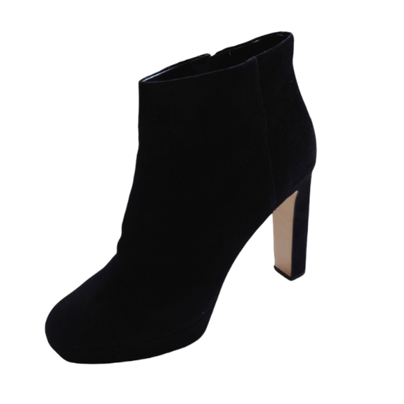 Diane Von Furstenberg Suede Ankles Boots Booties Black Size 9 High Heels DVF - Picture 1 of 13